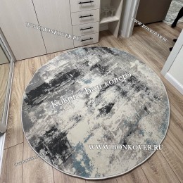 Ковер Турция Современный Дизайн 11 Серый с Голубым Круг