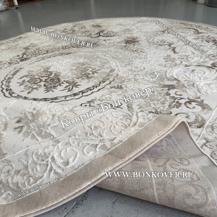 Турецкий Ковер Для Гостиной Дизайн 01 Бежево-Коричневый Овал